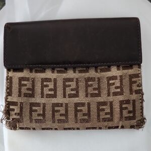 Fendi Dark Brown and Beige Monogram Wallet